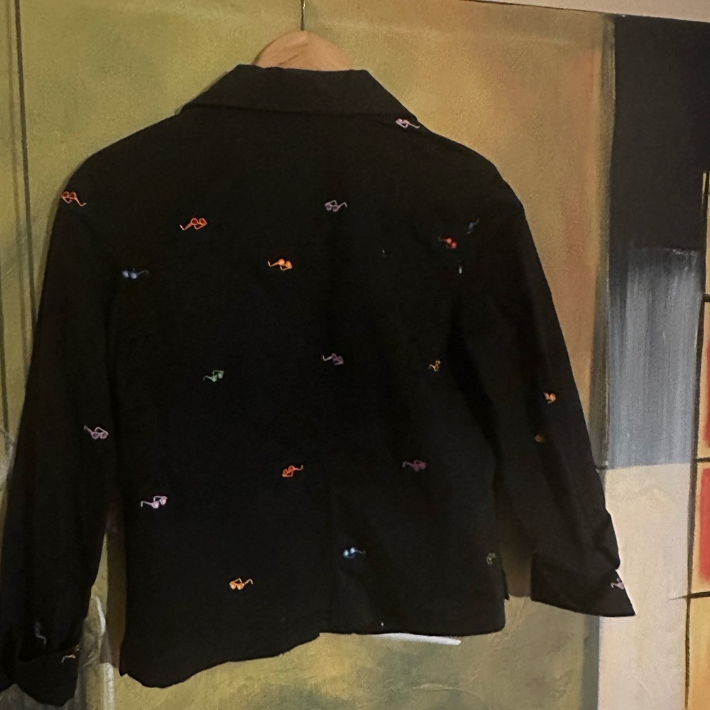 Rafaella Black chino Jacket with Multicolor Embroidered Accents